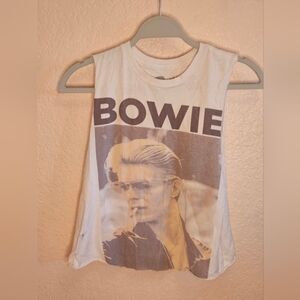 Graphic Sleeveless Top with David Bowie Print